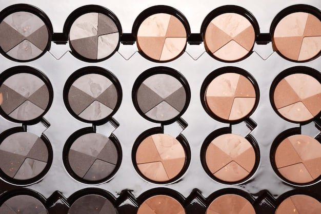A split image showing different skin tones (fair, medium, deep) with various eyeshadow palettes placed next to them. Each palette features colors that complement the specific skin tone, with arrows pointing to the most flattering shades.
